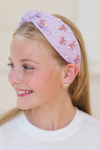 Girls: Finishing Touches Lavender Bow Embellished Headband