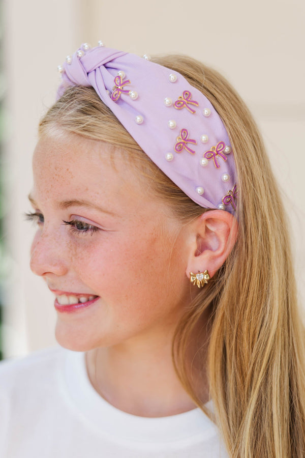 Girls: Finishing Touches Lavender Bow Embellished Headband