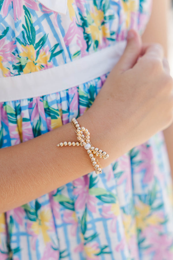 Girls: Little Wishes Gold Bow Beaded Bracelet