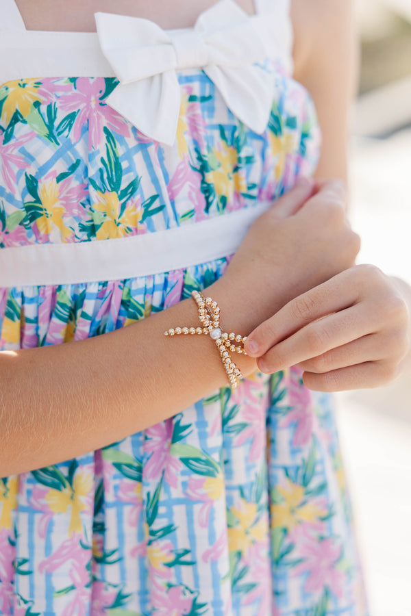 Girls: Little Wishes Gold Bow Beaded Bracelet