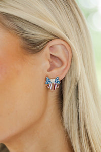 Stars Align Red, White, and Blue Bow Earrings