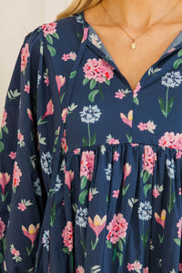 NURSING COLLECTION: It's All True Navy Floral Short Sleeve Dress