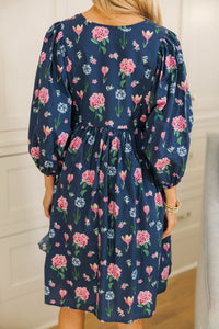 NURSING COLLECTION: It's All True Navy Floral Short Sleeve Dress