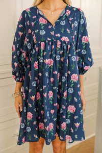 NURSING COLLECTION: It's All True Navy Floral Short Sleeve Dress