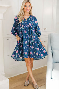 NURSING COLLECTION: It's All True Navy Floral Short Sleeve Dress