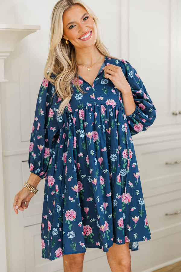 NURSING COLLECTION: It's All True Navy Floral Short Sleeve Dress