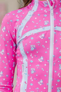 Girls: Always A Favorite Pink & Blue Floral Cropped Jacket