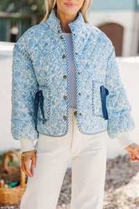 PREORDER: Just So You Blue Toile Quilted Jacket