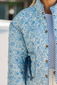 PREORDER: Just So You Blue Toile Quilted Jacket