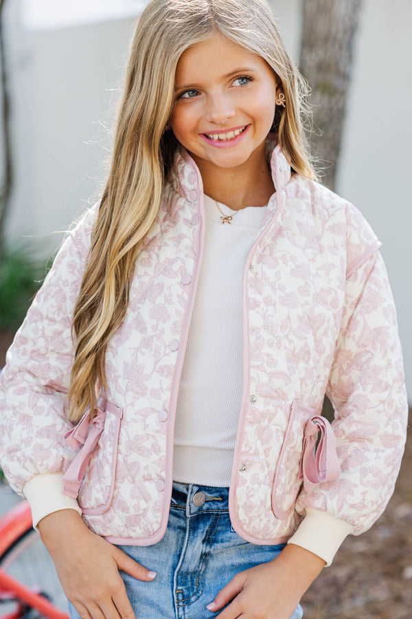 Girls: PREORDER: Just So You Pink Toile Quilted Jacket