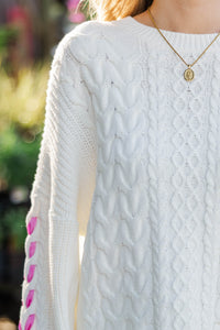 The Magic Touch Cream Bow Accent Sweater