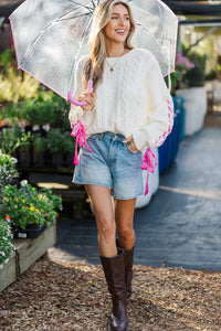 The Magic Touch Cream Bow Accent Sweater