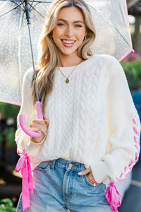The Magic Touch Cream Bow Accent Sweater