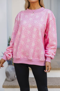 Easy Morning Blush Pink Floral Mock Neck Sweatshirt