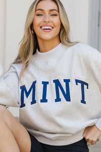 The Mint Heather Gray Mock Neck Sweatshirt