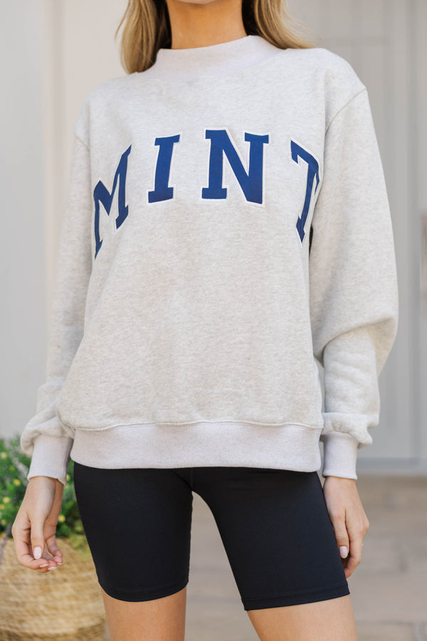 The Mint Heather Gray Mock Neck Sweatshirt