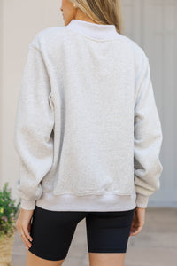 The Mint Heather Gray Mock Neck Sweatshirt