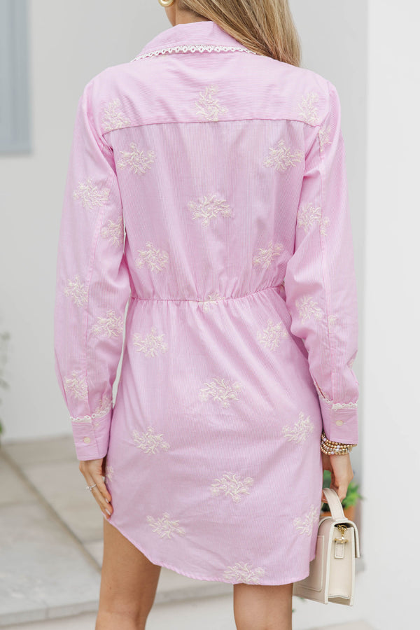 Garden Lane Pink Striped Button Down Dress