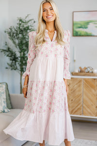 NURSING COLLECTION: What A Surprise Pink Mixed Print Midi Dress