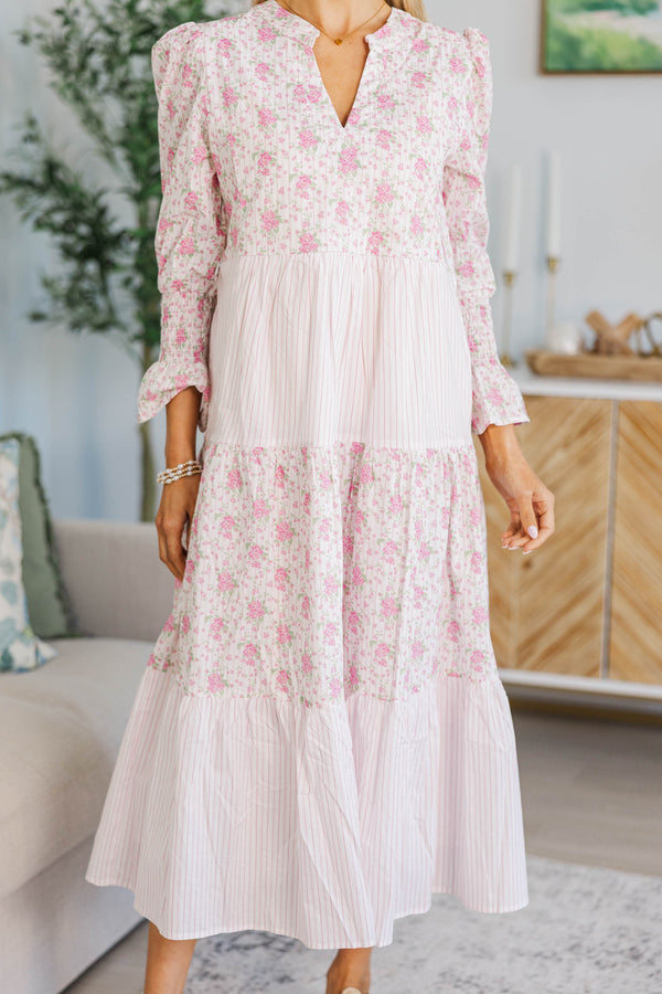 NURSING COLLECTION: What A Surprise Pink Mixed Print Midi Dress