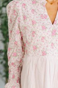 NURSING COLLECTION: What A Surprise Pink Mixed Print Midi Dress