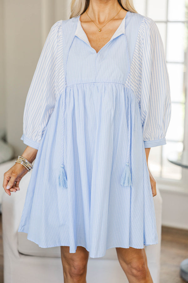 NURSING COLLECTION: Through The Years Light Blue Striped Babydoll Dress