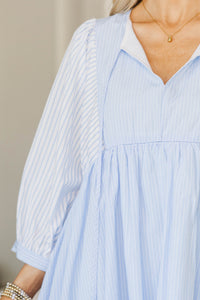 NURSING COLLECTION: Through The Years Light Blue Striped Babydoll Dress