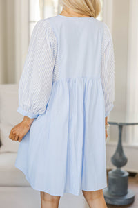 NURSING COLLECTION: Through The Years Light Blue Striped Babydoll Dress