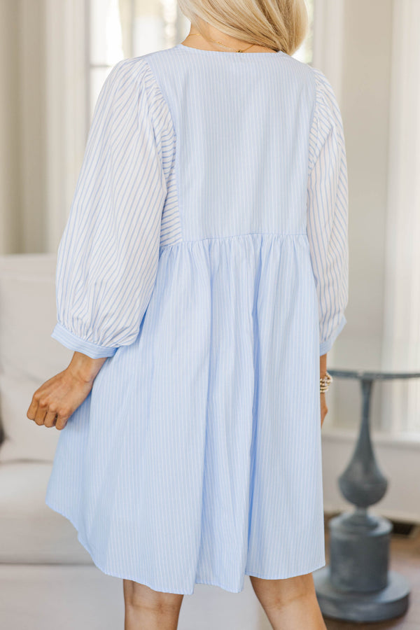 NURSING COLLECTION: Through The Years Light Blue Striped Babydoll Dress