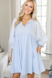 NURSING COLLECTION: Through The Years Light Blue Striped Babydoll Dress