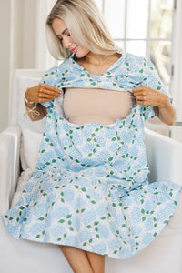 NURSING COLLECTION: Feeling Your Best Light Blue Floral Midi Dress