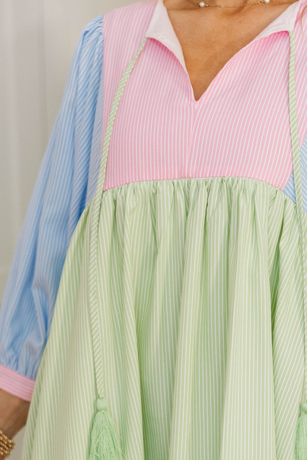 NURSING COLLECTION: Through The Years Multicolor Striped Babydoll Dress
