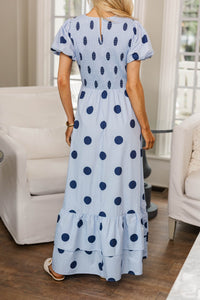 NURSING COLLECTION: Make The Right Choice Light Blue Polka Dot Maxi Dress
