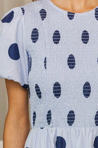 NURSING COLLECTION: Make The Right Choice Light Blue Polka Dot Maxi Dress