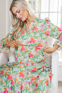 NURSING COLLECTION: What A Surprise Green Floral Midi Dress