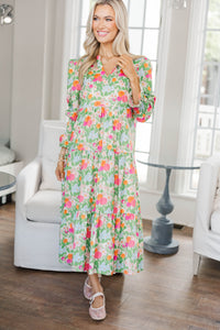 NURSING COLLECTION: What A Surprise Green Floral Midi Dress