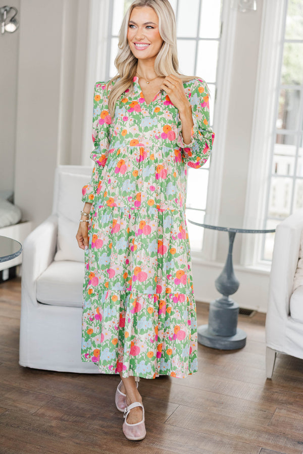 NURSING COLLECTION: What A Surprise Green Floral Midi Dress