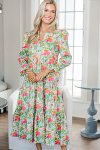 NURSING COLLECTION: What A Surprise Green Floral Midi Dress