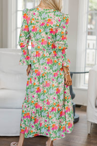 NURSING COLLECTION: What A Surprise Green Floral Midi Dress