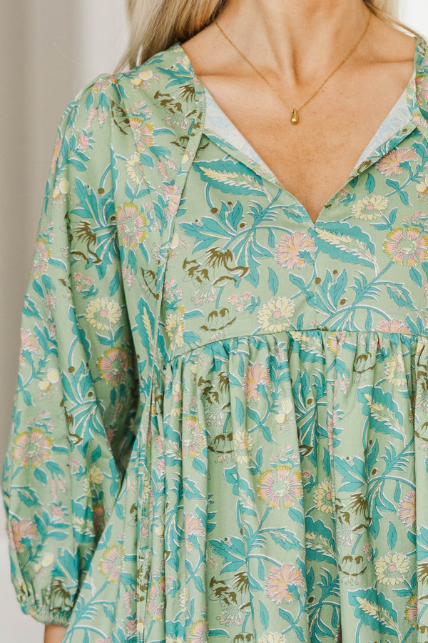 NURSING COLLECTION: It's All True Green Chintz Dress