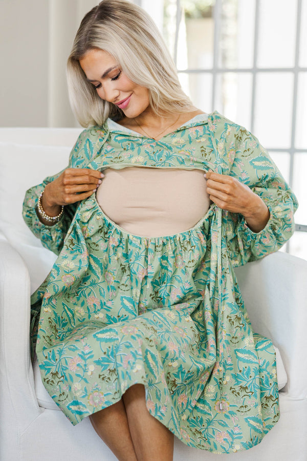 NURSING COLLECTION: It's All True Green Chintz Dress