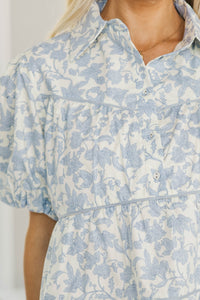 NURSING COLLECTION: Giving Your All Light Blue Toile Blouse