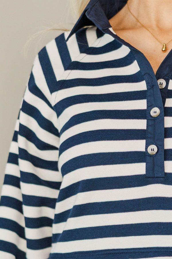 NURSING COLLECTION: Happy Little Moments Navy Striped Babydoll Dress