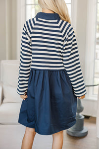 NURSING COLLECTION: Happy Little Moments Navy Striped Babydoll Dress