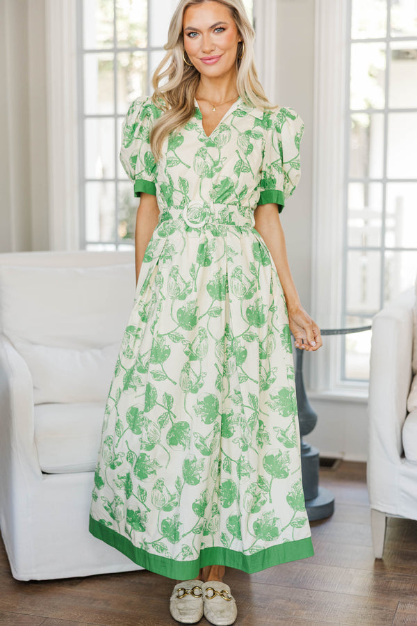 NURSING COLLECTION: Out Of Town Green Floral Midi Dress