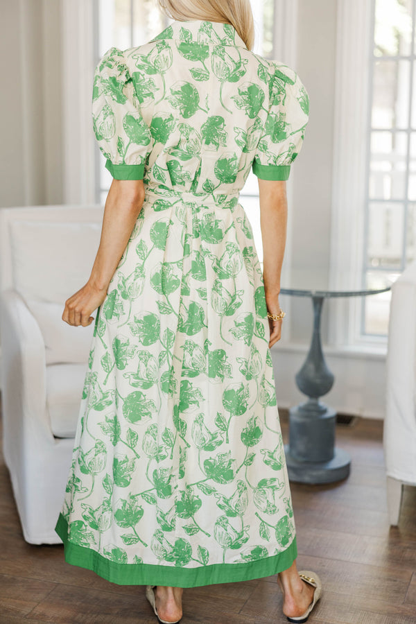NURSING COLLECTION: Out Of Town Green Floral Midi Dress