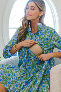 NURSING COLLECTION The Serenity Blue & Green Floral Dress
