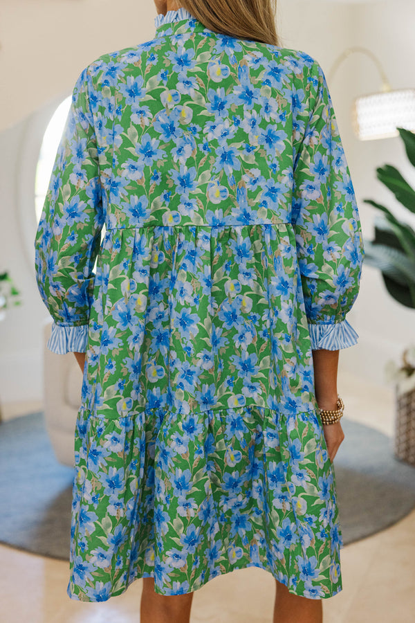NURSING COLLECTION The Serenity Blue & Green Floral Dress