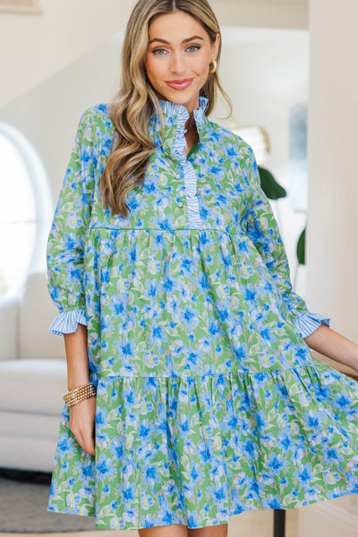 NURSING COLLECTION The Serenity Blue & Green Floral Dress – Shop the Mint
