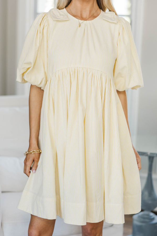 NURSING COLLECTION: Dreaming Of The Day Yellow Striped Babydoll Dress